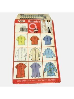 Vintage Sewing Pattern Butterick 5598 Misses Oversize Shirt Size 12-16 Spring UC